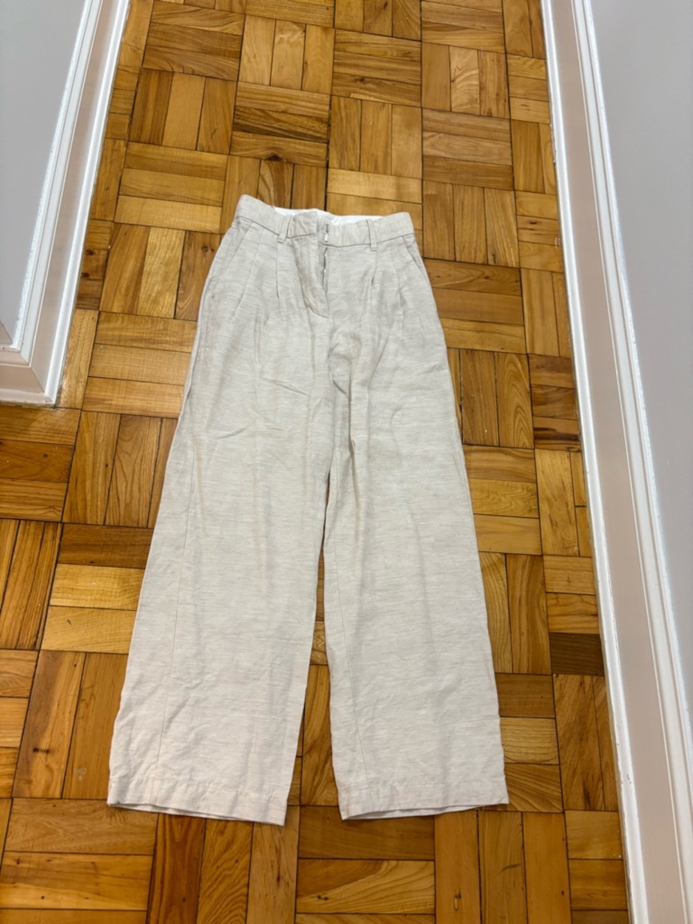 Wilfred Cream Wide-Leg Linen Blend Pants